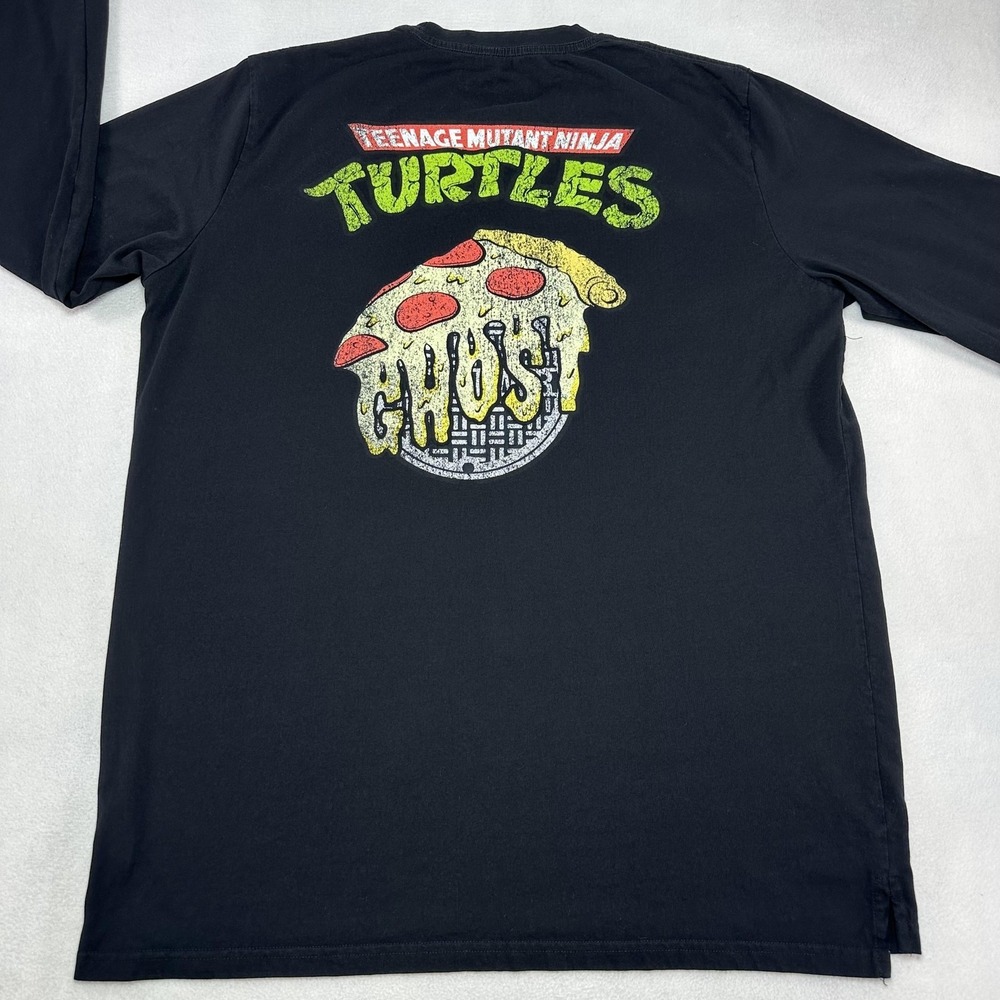 Ghost Teenage Mutant Ninja Turtles Shirt Mens XL Black Long Sleeve Pizza Graphic